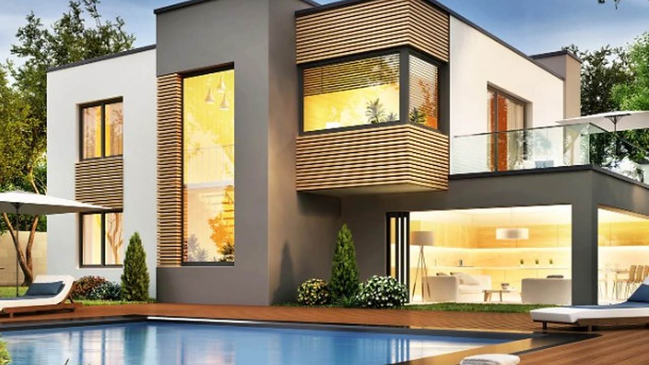 Villa moderna con piscina de obra y tarima en Marbella